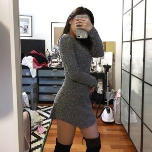 gray lace front dress